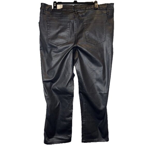 Edgely Women’s Gray Faux Leather Ankle Slim Straight High Rise Pants Sz 20W NEW - Picture 5 of 14